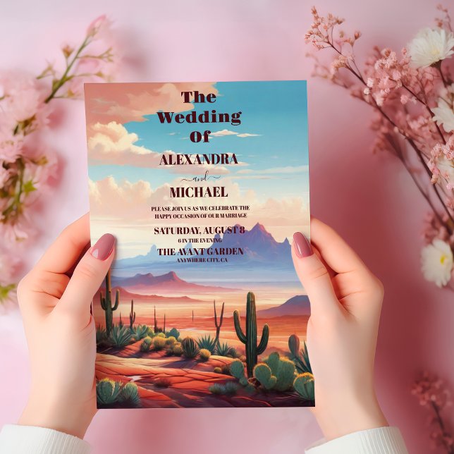 Saguaro Cactus Desert Landscape Wedding  Invitation (Creator Uploaded)