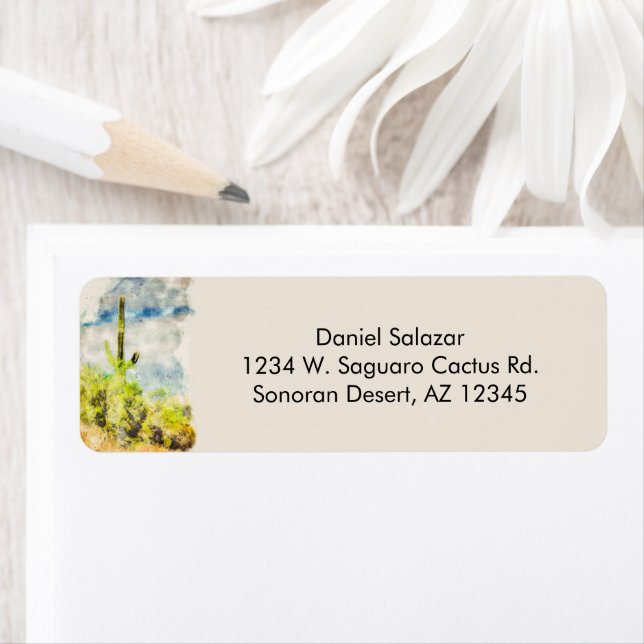 Saguaro Cactus Desert Scene Digital Watercolor (Insitu)