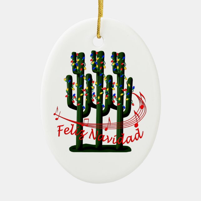 Saguaro Cactus Feliz Navidad  Christmas Ornament (Front)