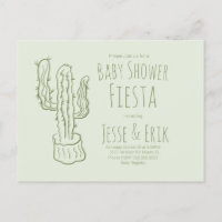 Saguaro Cactus Hand Drawn Green Baby Shower