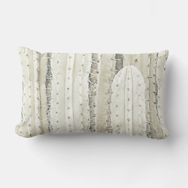 Saguaro Cactus Photo Art Neutral Colours Cool Lumbar Cushion (Front)