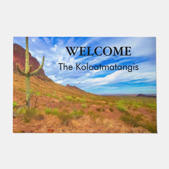 Saguaro Cactus Sonoran Desert Blue Sky Clouds Doormat (Front)