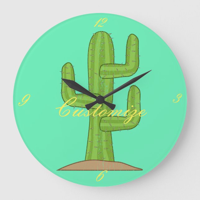 Saguaro Cactus Thunder_Cove Large Clock (Front)