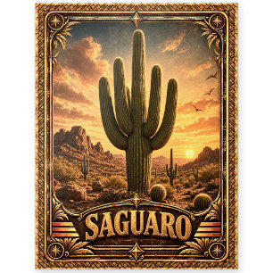 Saguaro Cactus, Vintage Botanical Art Postcard