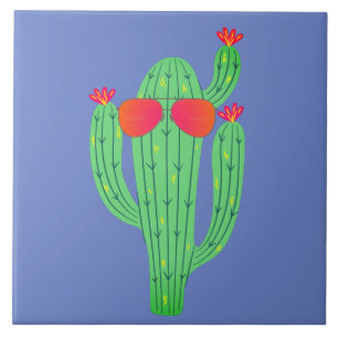 Saguaro Cactus Wearing Sunglasses Funny Southwest Tile