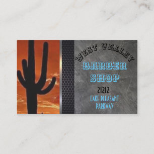 Saguaro Cactus with Orange Sky Template on Barber Business Card
