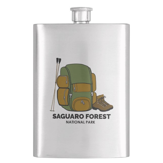 Saguaro Forest National Park Backpack Hip Flask (Front)