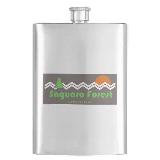 Saguaro Forest National Park Retro Hip Flask (Front)