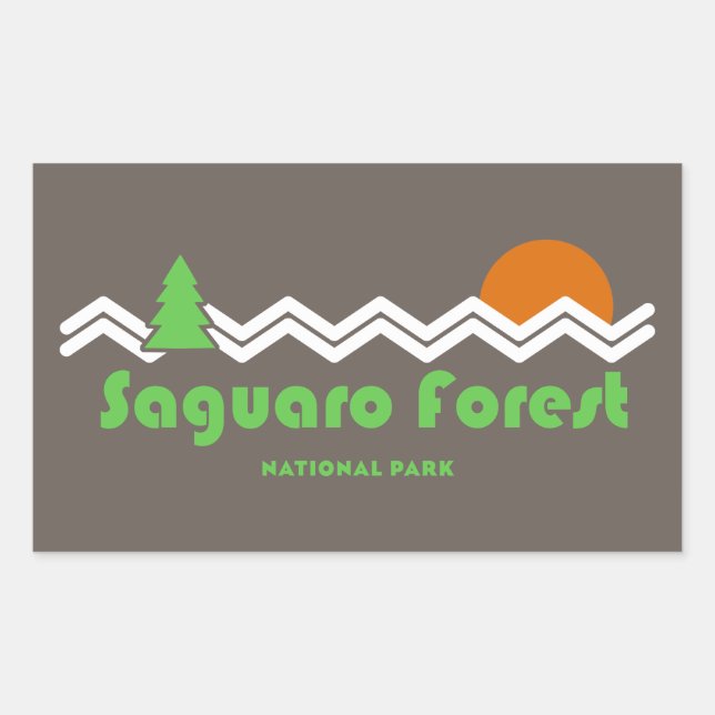 Saguaro Forest National Park Retro Rectangular Sticker (Front)