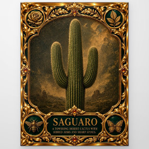 Saguaro, Jewelled Heirloom Art Postcard