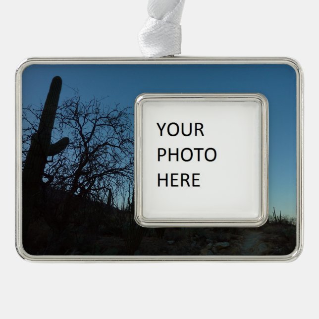 Saguaro Morning at Saguaro National Park Silver Plated Framed Ornament (Front)