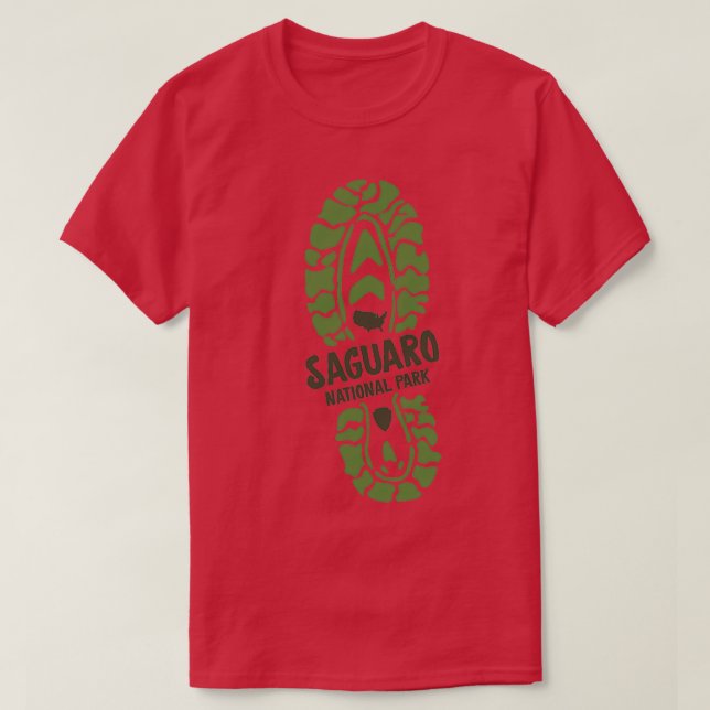 Saguaro National Park Arizona AZ Hiking Boot Print T-Shirt (Design Front)