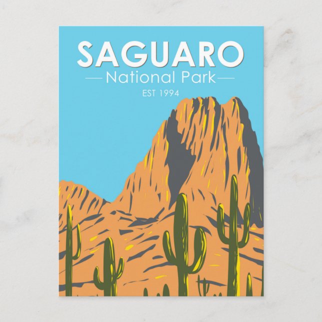 Saguaro National Park Arizona Beehive Peak Vintage Postcard (Front)