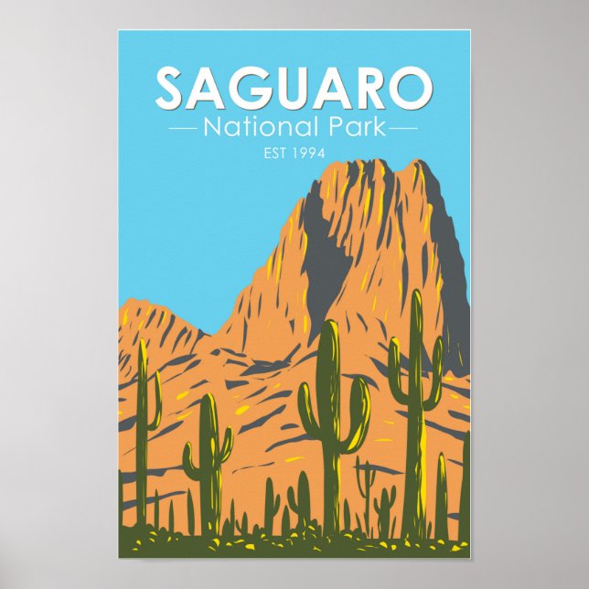 Saguaro National Park Arizona Beehive Peak Vintage Poster (Front)