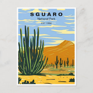 Saguaro National Park Arizona Vintage travel retro Postcard