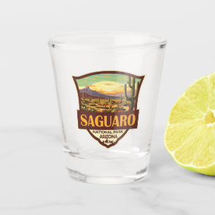 Saguaro National Park Illustration Retro Shot Glass