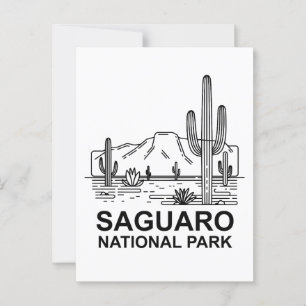 Saguaro National Park Minimal Line Art Postcard