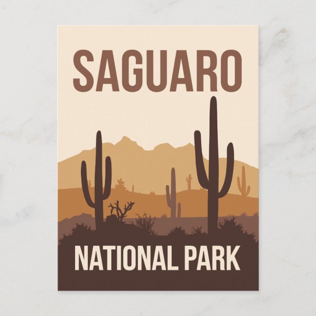 Saguaro National Park Minimal Travel Art Postcard (Front)