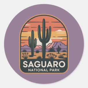 Saguaro National Park Vintage Desert Badge Classic Round Sticker