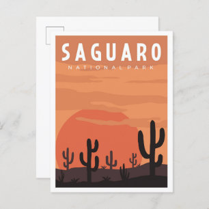 Saguaro National Park Vintage Travel Illustration Postcard