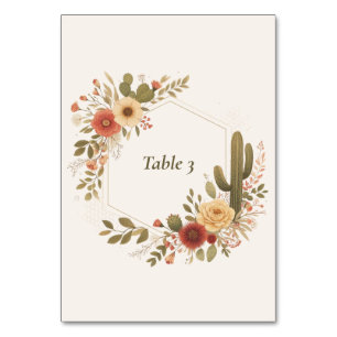 Saguaro & Sage Wedding Table Number Sign