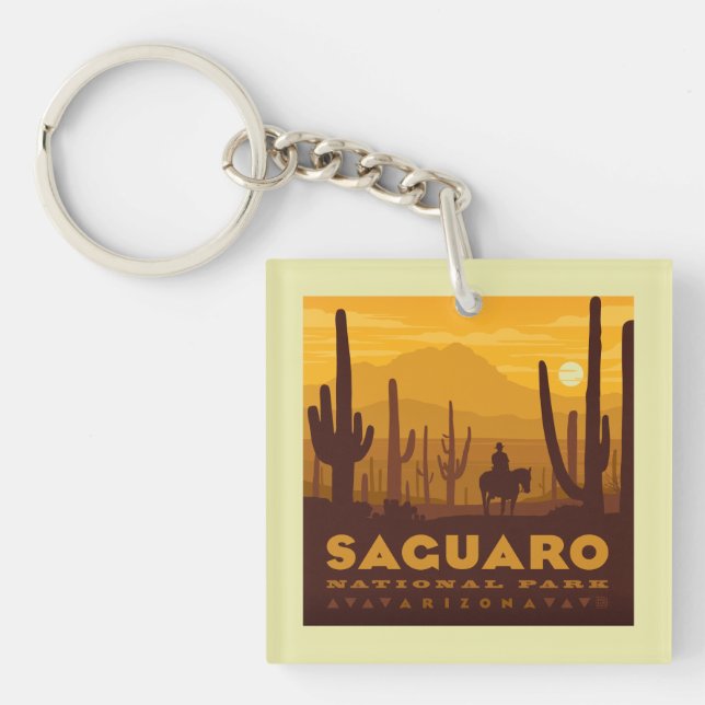 Saguaro Square National Park | Arizona Key Ring (Front)
