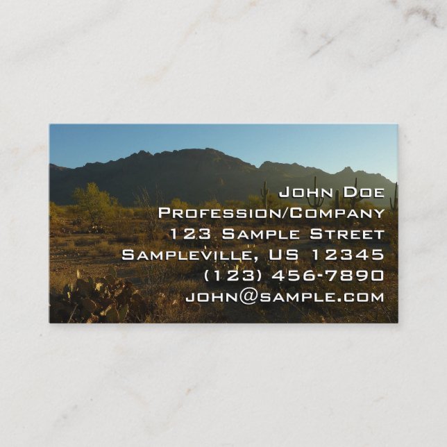 Saguaro Sunrise at Saguaro National Park Business Card (Front)