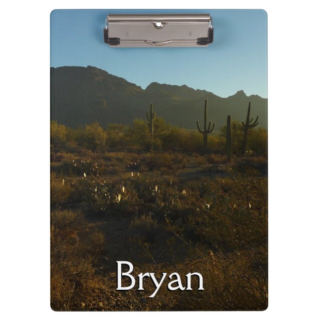 Saguaro Sunrise at Saguaro National Park Clipboard (Front)