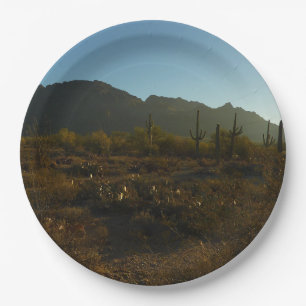 Saguaro Sunrise at Saguaro National Park Paper Plate