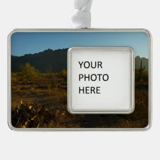 Saguaro Sunrise at Saguaro National Park Silver Plated Framed Ornament