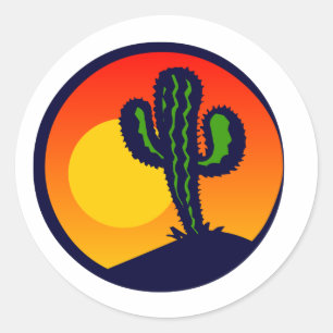 saguaro sunset classic round sticker