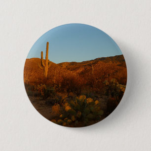 Saguaro Sunset I Arizona Desert Landscape 6 Cm Round Badge