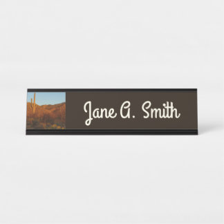 Saguaro Sunset I Arizona Desert Landscape Desk Name Plate