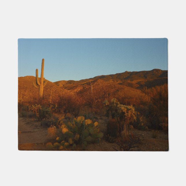 Saguaro Sunset I Arizona Desert Landscape Doormat (Front)