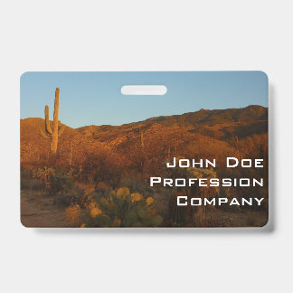Saguaro Sunset I Arizona Desert Landscape ID Badge