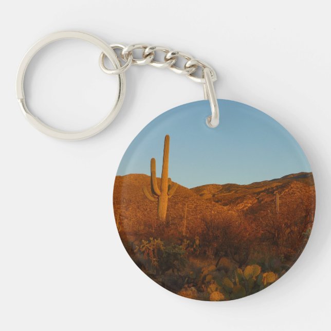 Saguaro Sunset I Arizona Desert Landscape Key Ring (Front)
