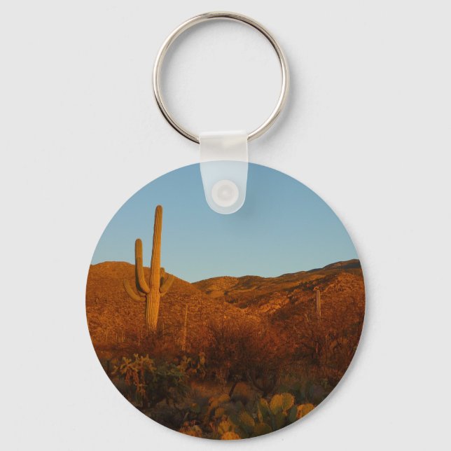 Saguaro Sunset I Arizona Desert Landscape Key Ring (Front)