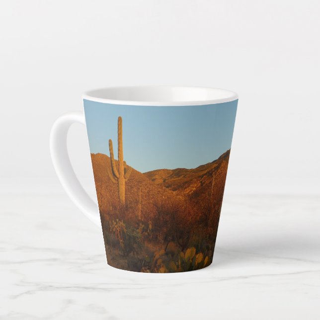 Saguaro Sunset I Arizona Desert Landscape Latte Mug (Left Angle)