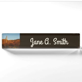 Saguaro Sunset I Arizona Desert Landscape Nameplate