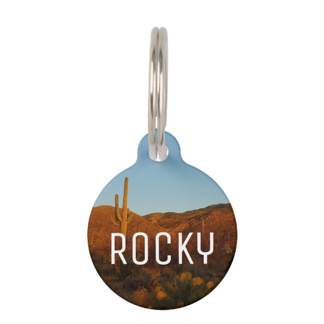 Saguaro Sunset I Arizona Desert Landscape Pet Tag (Front)