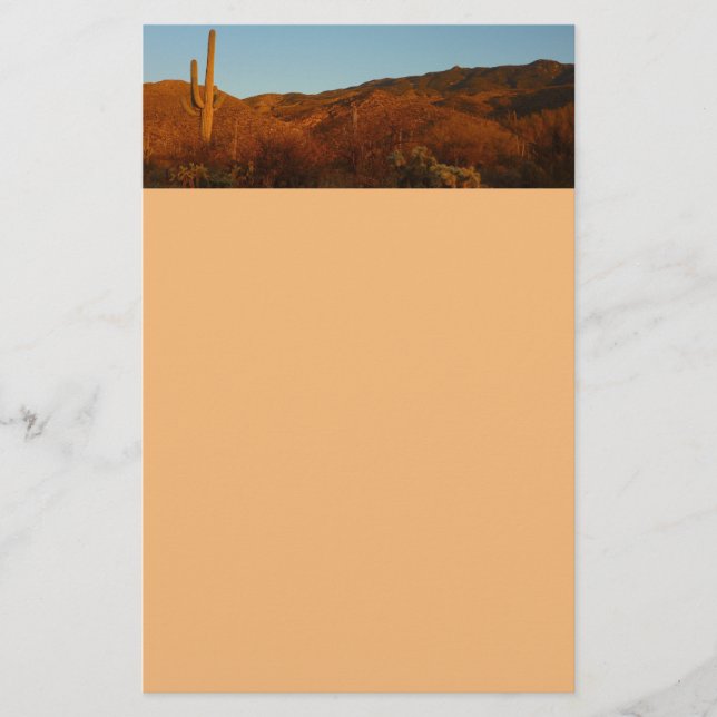 Saguaro Sunset I Arizona Desert Landscape Stationery (Front)