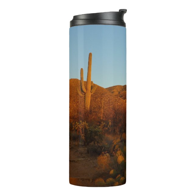 Saguaro Sunset I Arizona Desert Landscape Thermal Tumbler (Rotated Left)