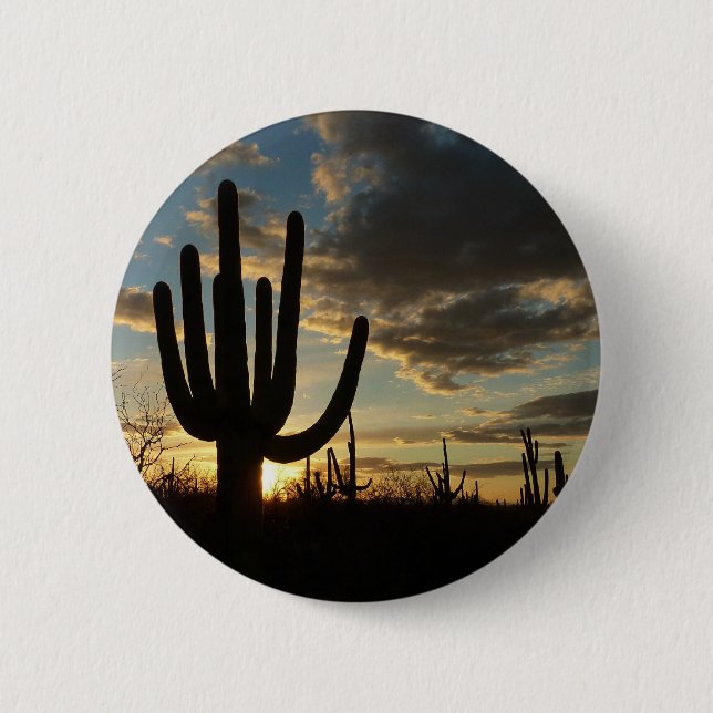 Saguaro Sunset II Arizona Desert Landscape 6 Cm Round Badge (Front)