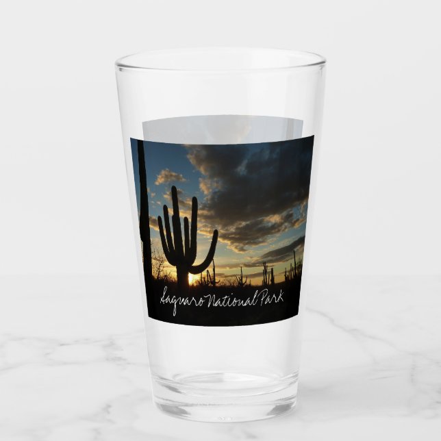 Saguaro Sunset II Arizona Desert Landscape Glass (Front)