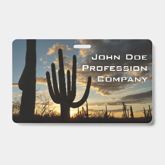 Saguaro Sunset II Arizona Desert Landscape ID Badge