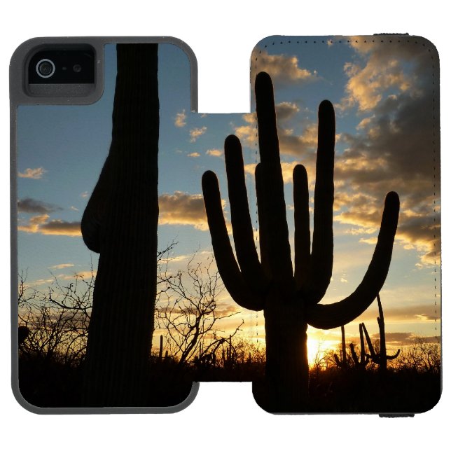 Saguaro Sunset II Arizona Desert Landscape Incipio iPhone Wallet Case (Folio Open)