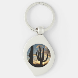 Saguaro Sunset II Arizona Desert Landscape Key Ring