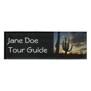 Saguaro Sunset II Arizona Desert Landscape Name Tag