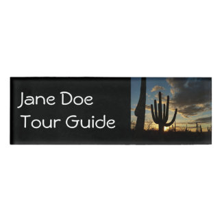 Saguaro Sunset II Arizona Desert Landscape Name Tag