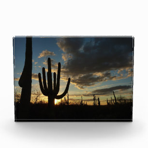Saguaro Sunset II Arizona Desert Landscape Photo Block